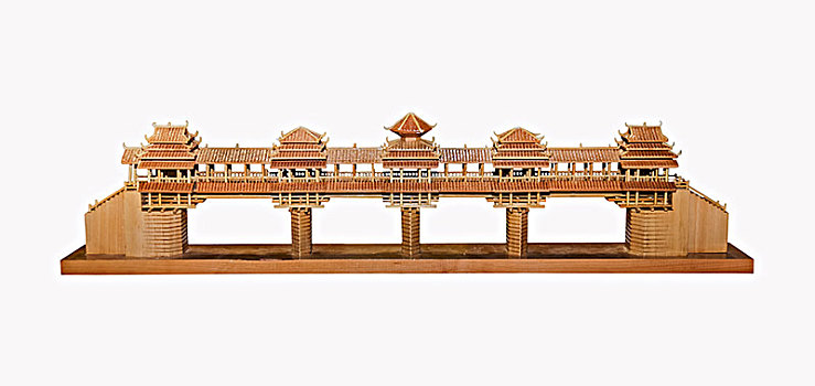 三江侗族风雨桥木雕刻工艺品