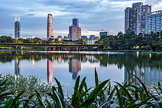 深圳洪湖公园城市夜景