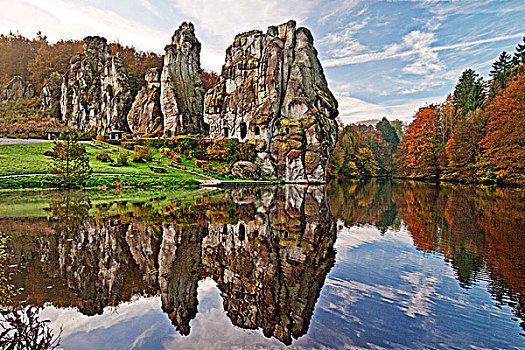 砂岩,岩石构造,树林,北莱茵威斯特伐利亚,德国,欧洲