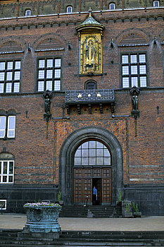 丹麦,哥本哈根,老城,特写,市政厅