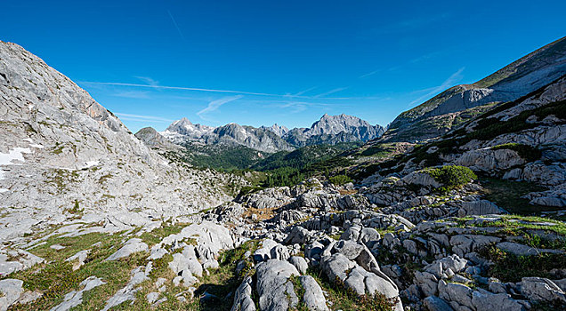 风景,瓦茨曼山,徒步旅行,上方,国家公园,巴伐利亚,德国,欧洲