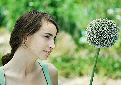 女人,葱属植物,花
