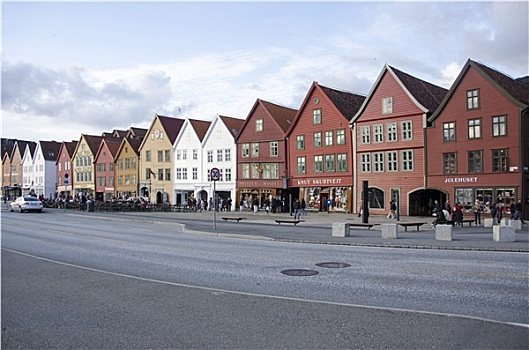 老,彩色,房子,卑尔根,挪威