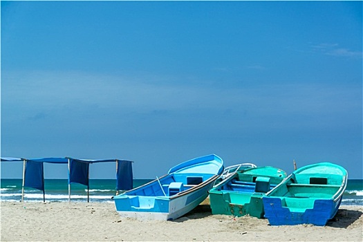 蓝色,船,海滩