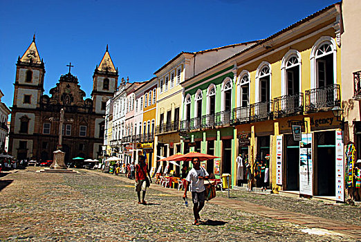 brazil,bahia,salvador,colonial,houses,and,church,in,pelourinho
