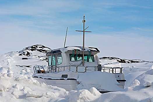 积雪,船,伊路利萨特,格陵兰