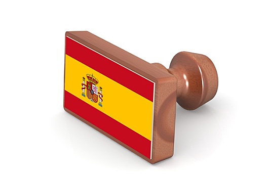 木质,图章,西班牙,旗帜