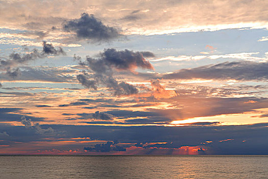 云体,日落,上方,波罗的海,德国,欧洲