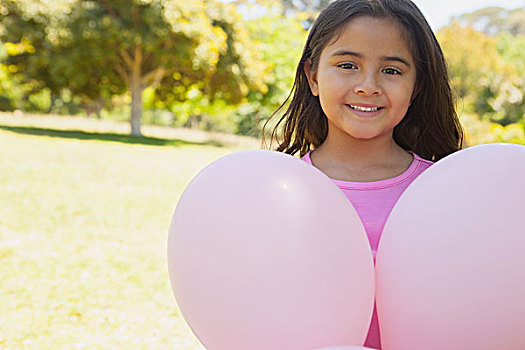 一个,女孩,头像,粉色,气球,公园