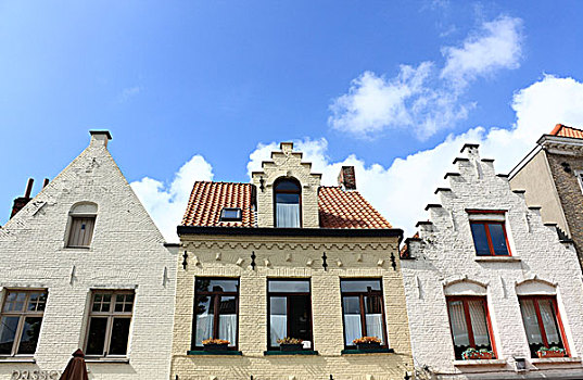 山形墙,房子,布鲁日,佛兰德斯,比利时,欧洲