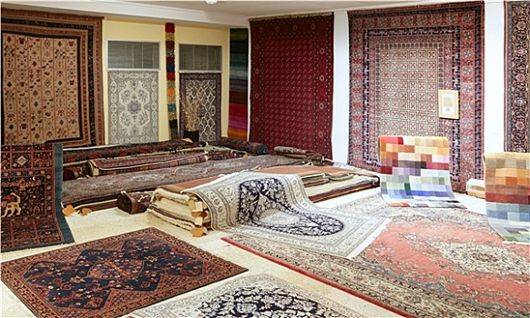阿拉伯,地毯,店,展示,彩色