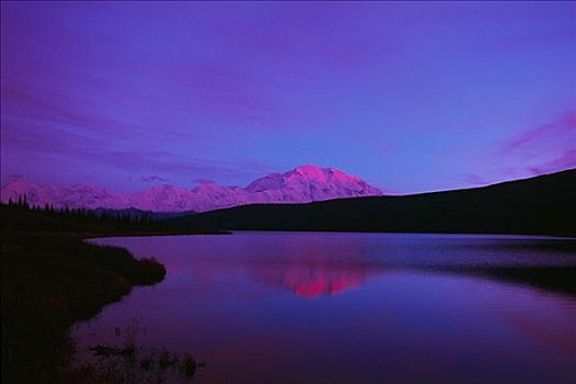 麦金立山,山脉,旺湖,德纳里国家公园,秋天
