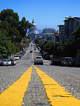 中线,线条,道路,市区,旧金山
