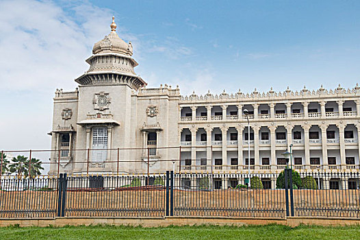 栏杆,正面,政府建筑,班加罗尔,印度