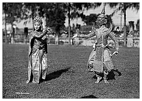 舞者,传统服饰,曼谷,泰国,早,20世纪