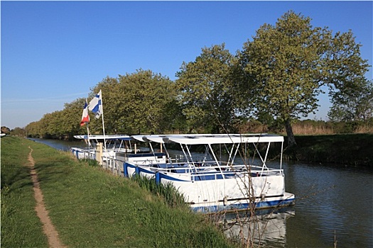船,运河,朗格多克-鲁西永大区,法国