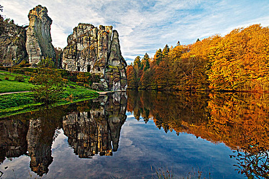 砂岩,岩石构造,树林,北莱茵威斯特伐利亚,德国,欧洲