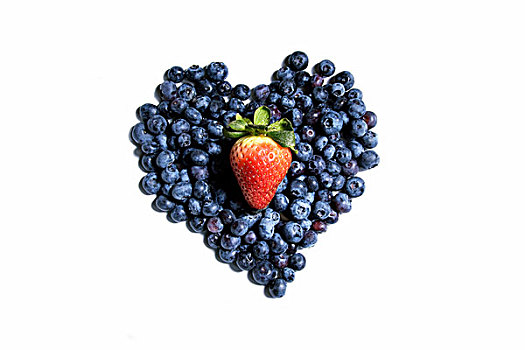 蓝莓,草莓,形状,心形