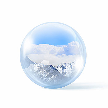 玻璃,透明,球,雪,高山,室内