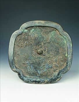 青铜,镜子,鹳,牡丹,北宋时期,朝代,中国,11世纪,艺术家,未知
