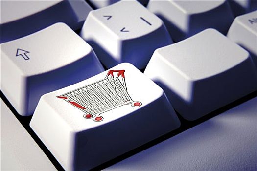 键盘,购物车,按键,象征,网上购物