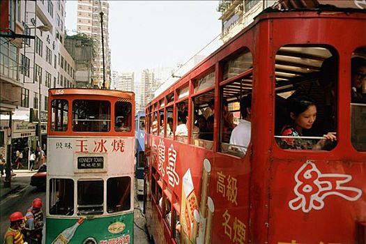 中国,香港,湾仔,有轨电车,交通