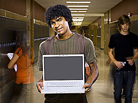 高中,男孩,学校,笔记本电脑