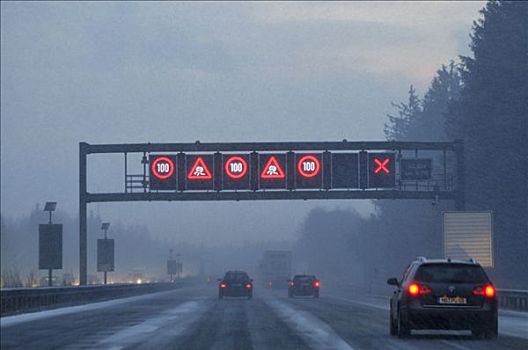 忙碌,高速公路,驾驶,雪,巴伐利亚,德国,欧洲