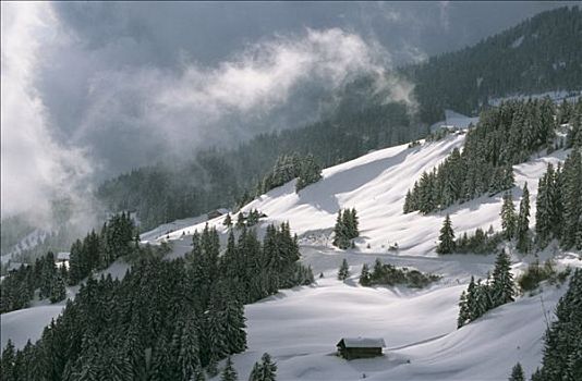 法国,隆河阿尔卑斯山省,冬天