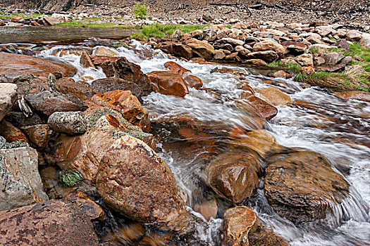 水,流动,上方,石头,大石头,峡谷,溪流,英里,爱达荷