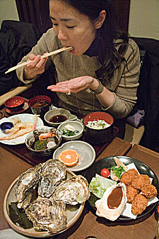 广岛,日本,主顾,特色食品,牡蛎,准备好,品种,道路