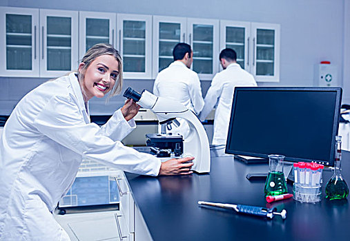 科学,学生,工作,显微镜,实验室