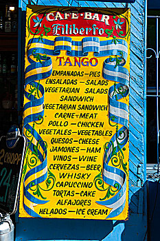 菜单,餐馆,附近,布宜诺斯艾利斯,阿根廷,南美