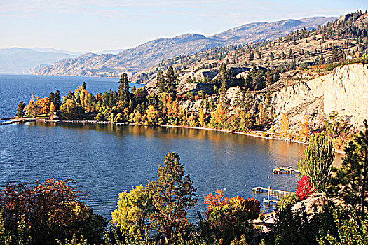 秋色,湖,不列颠哥伦比亚省,加拿大