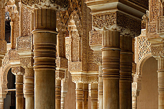 纳斯里王朝,宫殿,柱子,阿尔罕布拉,格拉纳达