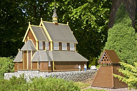 老,木质,挪威,教堂,乐高玩具,砖,丹麦