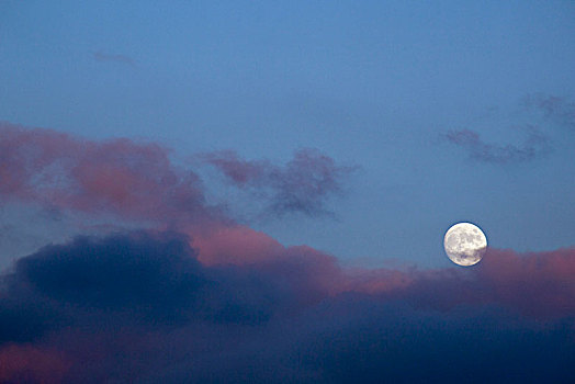 月出,高处,云,提洛尔,奥地利