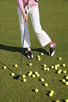 女人,玩,高尔夫,比尔提默高尔夫球场,珊瑚顶市,佛罗里达,美国
