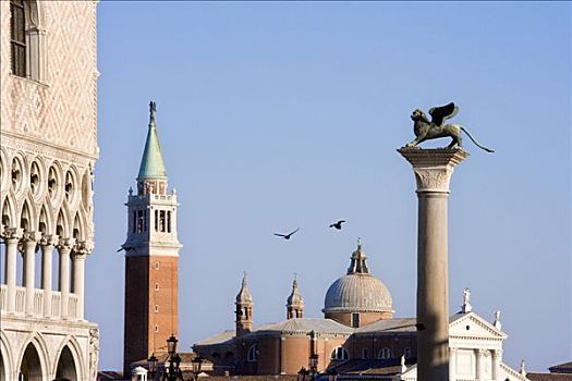 宫殿,狮子,圣乔治奥,威尼斯,威尼托,意大利,欧洲