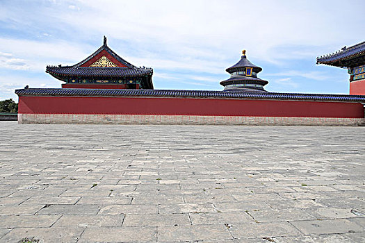 中国古建筑天坛地面与背景图片