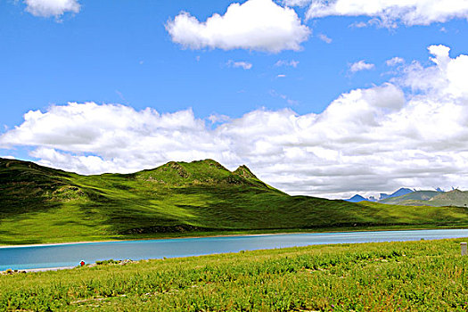 绿地山河流