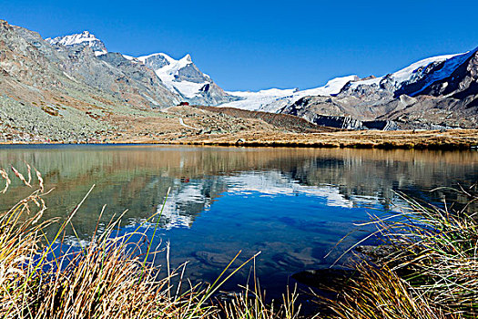 修特湖,湖,靠近,策马特峰,反射,风景,山,冰河,瓦莱,瑞士,欧洲