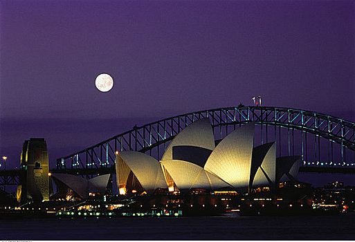 悉尼歌剧院,满月,夜晚,悉尼,澳大利亚