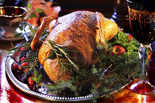 传统,圣诞烤品,鸭肉