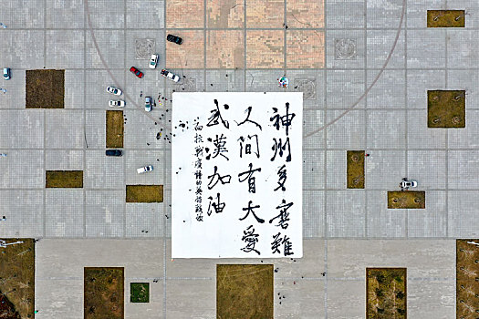 北京画家河南农村老家过春节,节后不能返京,巨幅书法为抗疫呐喊