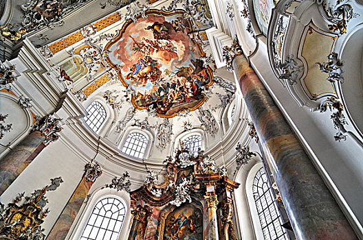天花板,圣坛,大教堂,教堂,德国地名,巴伐利亚,德国,欧洲