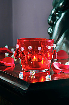 茶烛,红色,玻璃