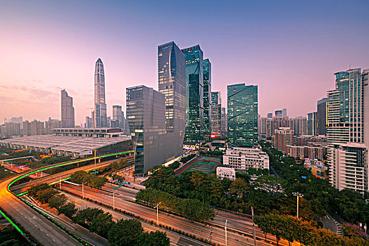 中国广东深圳福田中心区都市夜景