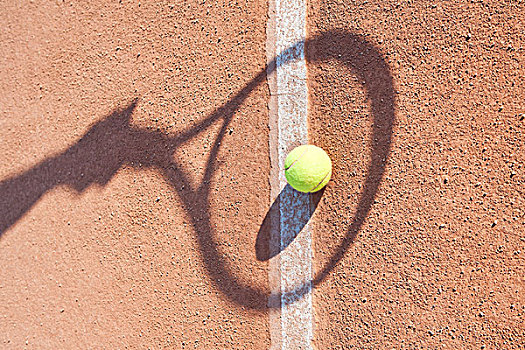 影子,网球拍,俯视,网球