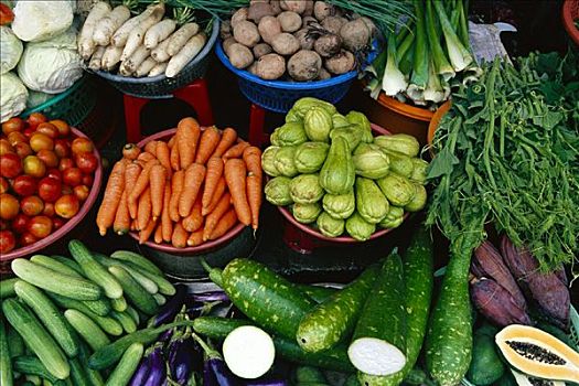 蔬菜,市场,岛屿,越南